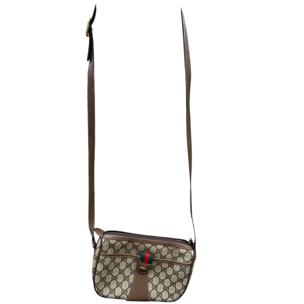 Vintage Gucci Sherry Line Beige and Brown Crossbody Bag - Picture 4 of 10
